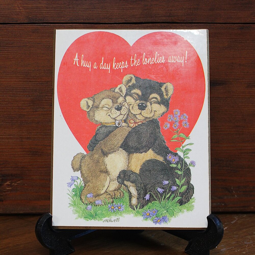 VTG American Greetings Sign Hugging love Bears 1983 wall Decor Hard cardboard